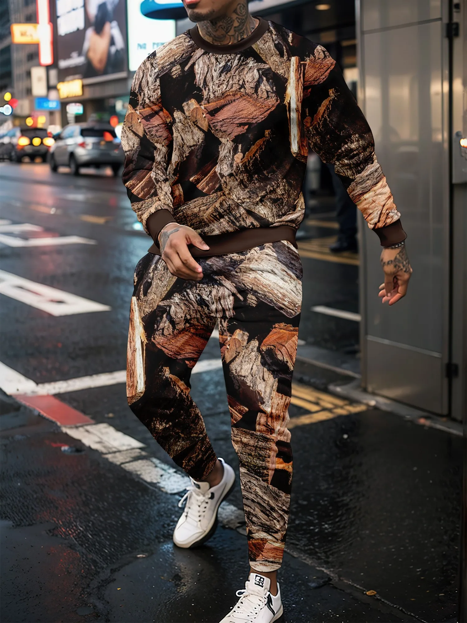 Jungle Camouflage 3D Print Men's Sportswear Set Casual Long-Sleeved T Shirt Pants 2-Piece Set Oversized Pullover Men Clothing thumbnail 3