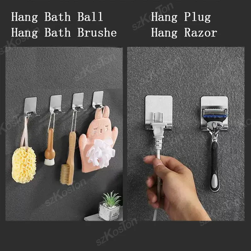 1-4PCS No-Punch Razor Holder Adhesive Stainless Steel Storage Hook Bathroom Razor Waterproof Wall Mounted Shelf Razor Holder thumbnail 5