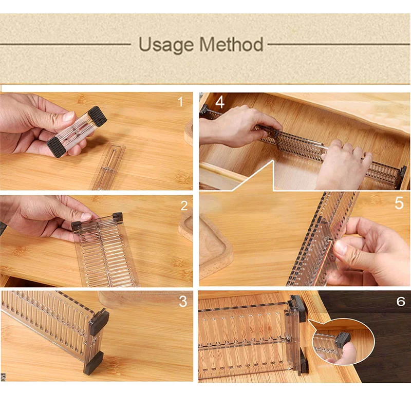 2pcs/set Adjustable Clapboard Drawer Divider Partition DIY Durable Storage Organiser Wardrobe Closet Punch-free Separator Tools thumbnail 2