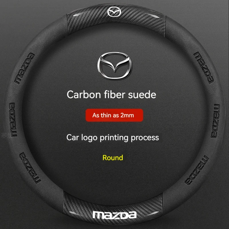 For Mazda 3 5 6 SKYACTIV Axela Atenza CX30 CX5 CX8 CX9 MX5 RX8 RX7 BT50 Carbon fiber Leathe Car Steering Wheel Cover Accessories thumbnail 6