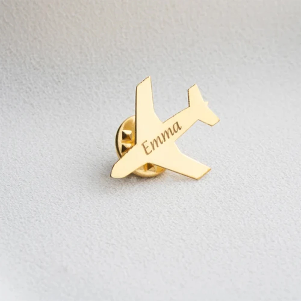 Custom Engraved Name Airplane Name Tag Brooch Personalized Stainless Steel Tag Emblem Pin Party Baby Shower Guest Wedding Decor thumbnail 6