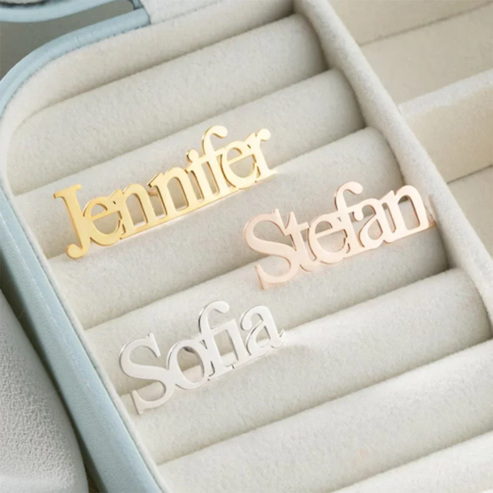 Luxury Custom Name Brooches Personalized Stainless Steel Pin Neutral Jacket Badge Women Jewelry Wedding Lapel Pin Gift Men thumbnail 6