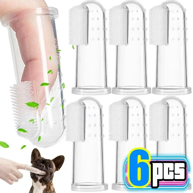 Silicone Soft Pet Finger Cuff Toothbrushes Dog Brush Bad Breath Tartar Teeth Care Tool Cat Cleaning Scrub Silicagel Pet Supplies thumbnail 2