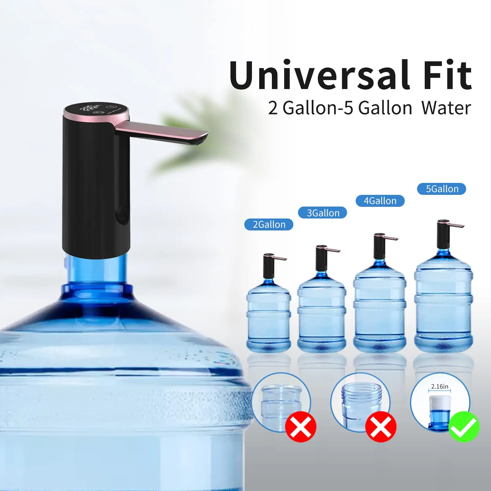 Water Dispenser for 2-5 Gallon Bottle, LED Display Touch Button 3 Quantitative Drinking Water Pump,Type C Charging Water Pump thumbnail 3
