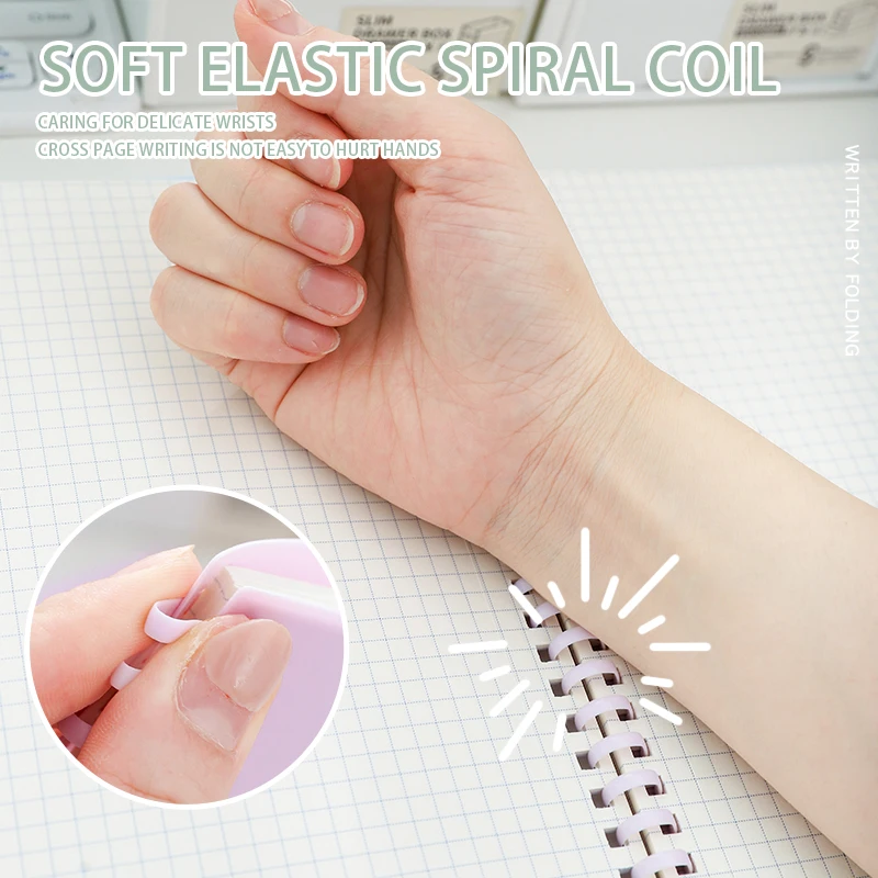 A5/B5 Multi color Soft Elastic Spiral Soft Coil Notebook 70 sheets, with an easy to tear inner page design thumbnail 4
