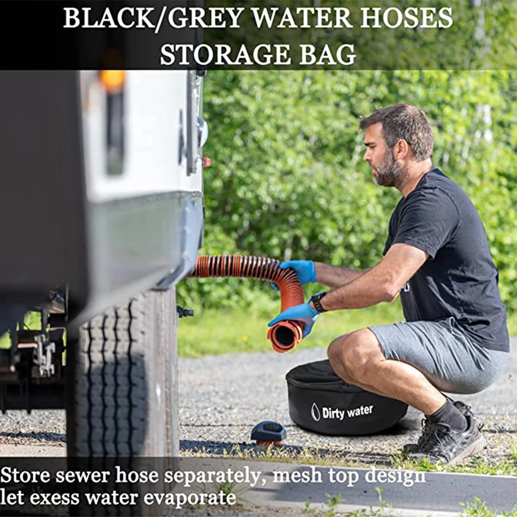 RVs Motorhome Water Hose Storage Bag Breathable Drawstring Mesh Pouch Camping Traveling Foldable Organizer thumbnail 2
