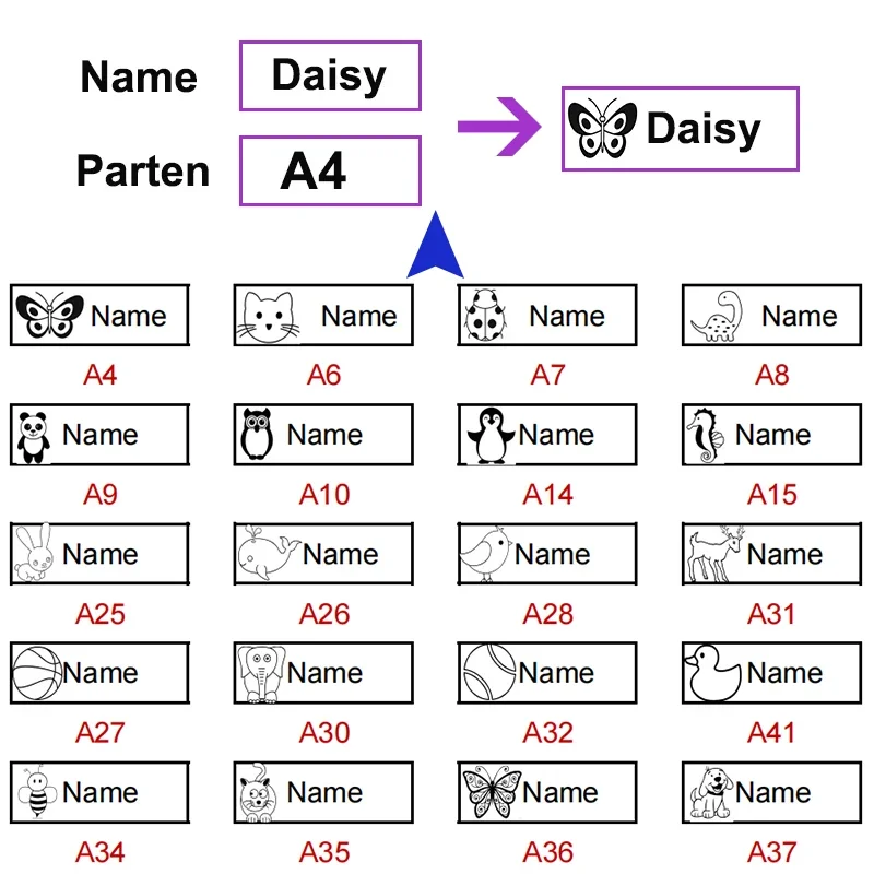 Children Name Stamp Custom Double -layer black and white ink Student's Seal Kindergarten Clothes Personalize Kids Name Stickers thumbnail 4