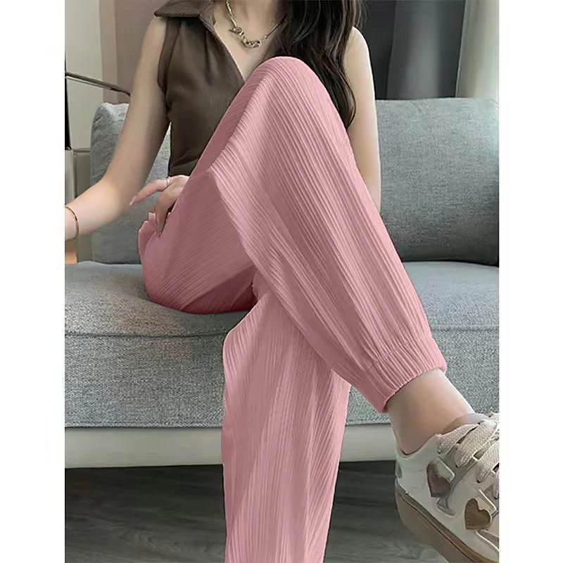 Casual Street Sweet Autumn New Basics Ice Silk Pants Lantern Pants Solid Color Elastic Women's Sports Pants and Ankle Pants thumbnail 5