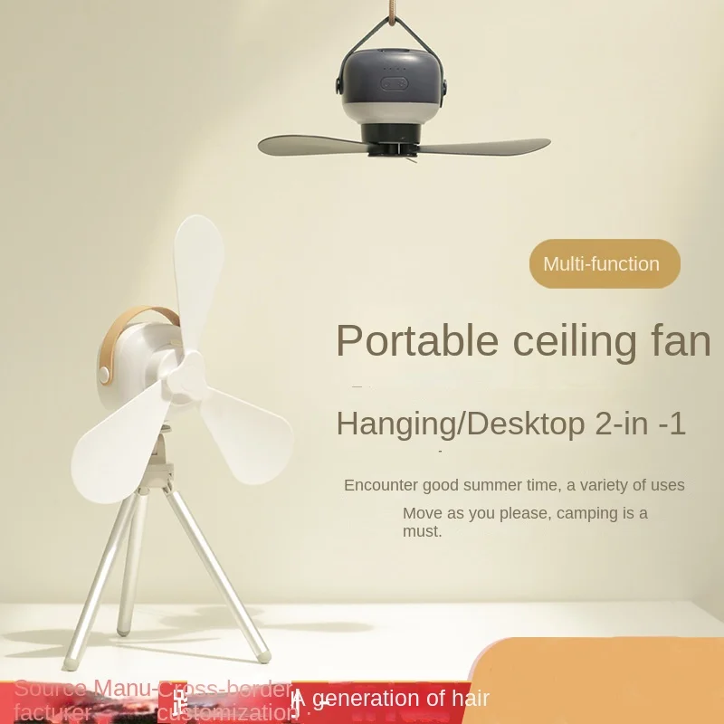 Portable wireless mini ceiling fan light USB fan with remote control, stand, night light, home, outdoor, camping, New Year gifts thumbnail 2