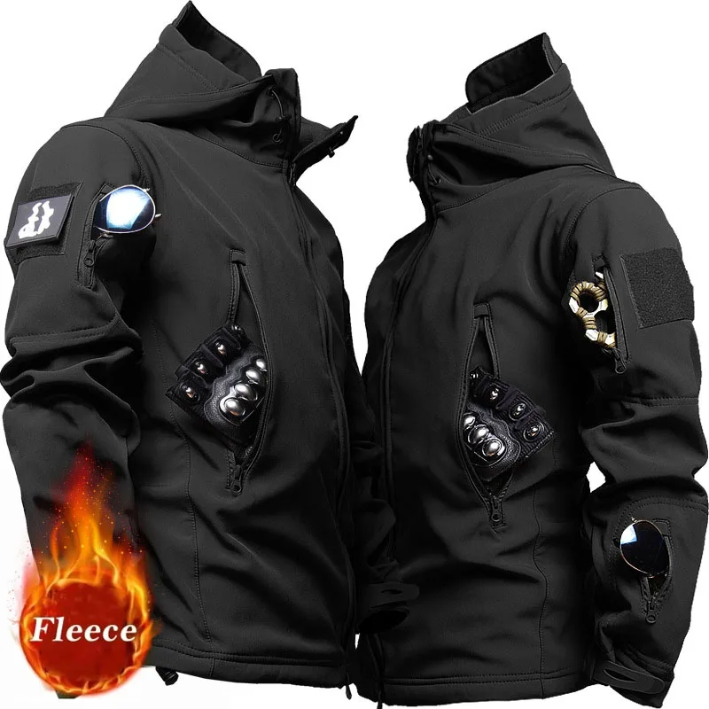 2024 Fall And Winter New Men's Tactical Jacket Sharkskin Soft Shell Windproof Waterproof Jacket Multi-Pocket Warm Men's Clothing thumbnail 3