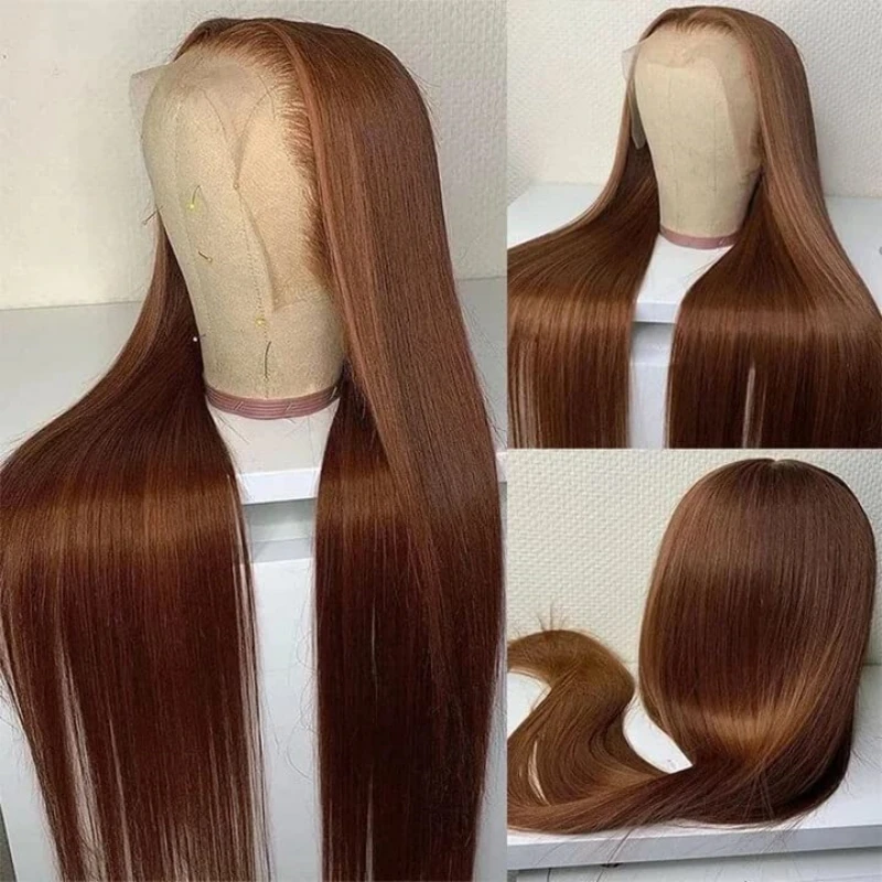 13x4 Chocolate Brown Lace Front Wigs Human Hair For Women 13x6 Hd Straight Lace Frontal Wig 4x4 5x5 Closure Human Hair Wig thumbnail 2