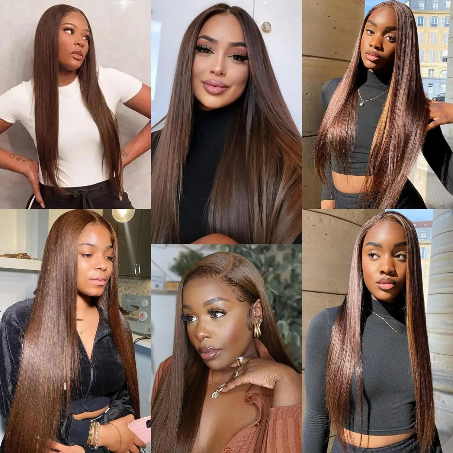 13x4 Chocolate Brown Lace Front Wigs Human Hair For Women 13x6 Hd Straight Lace Frontal Wig 4x4 5x5 Closure Human Hair Wig thumbnail 5