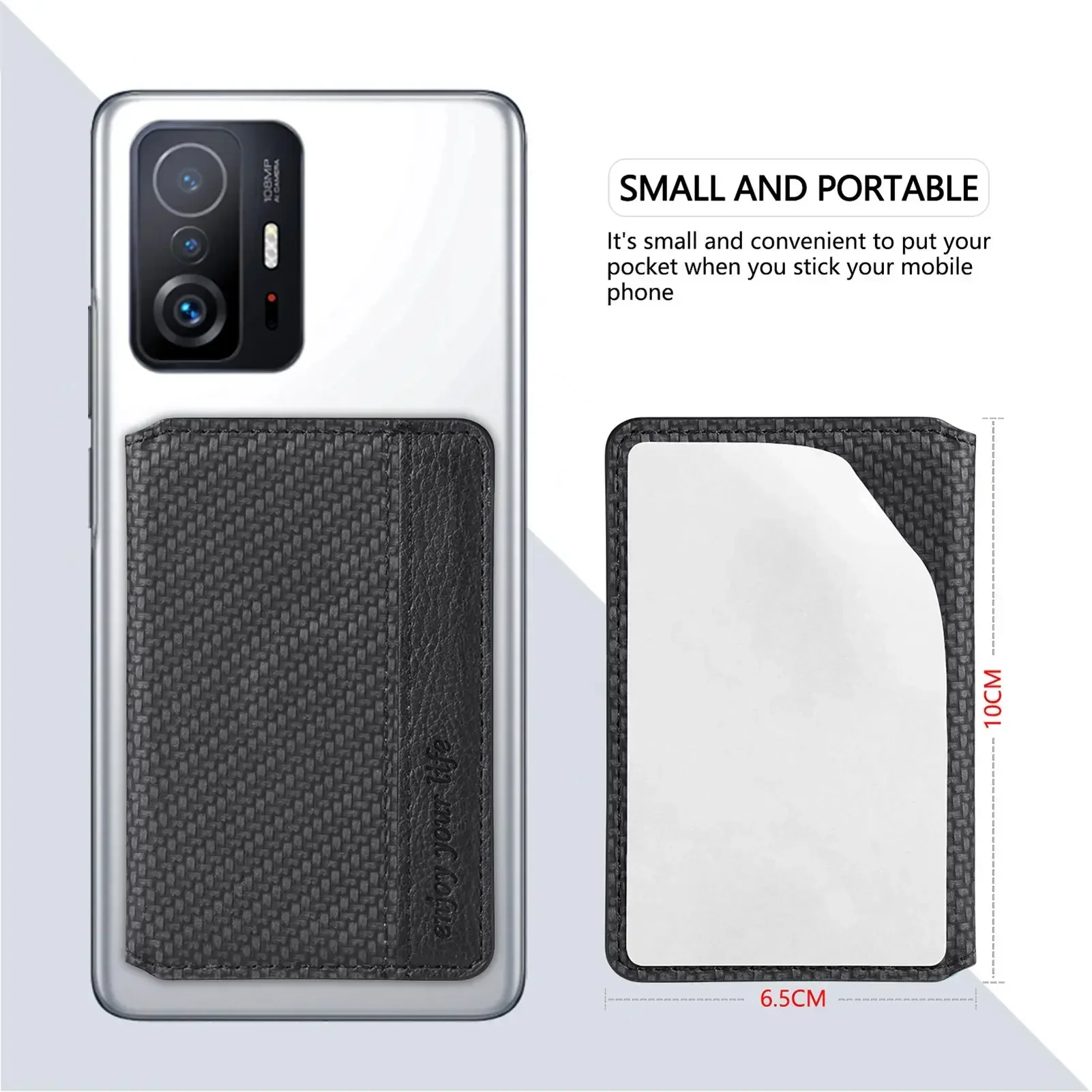1PC PU Leather Cell Phone Card Holder Phone Multiple Cards Slot Adhesive Sticker Pocket Wallet Case Phone Stand Suporter thumbnail 6