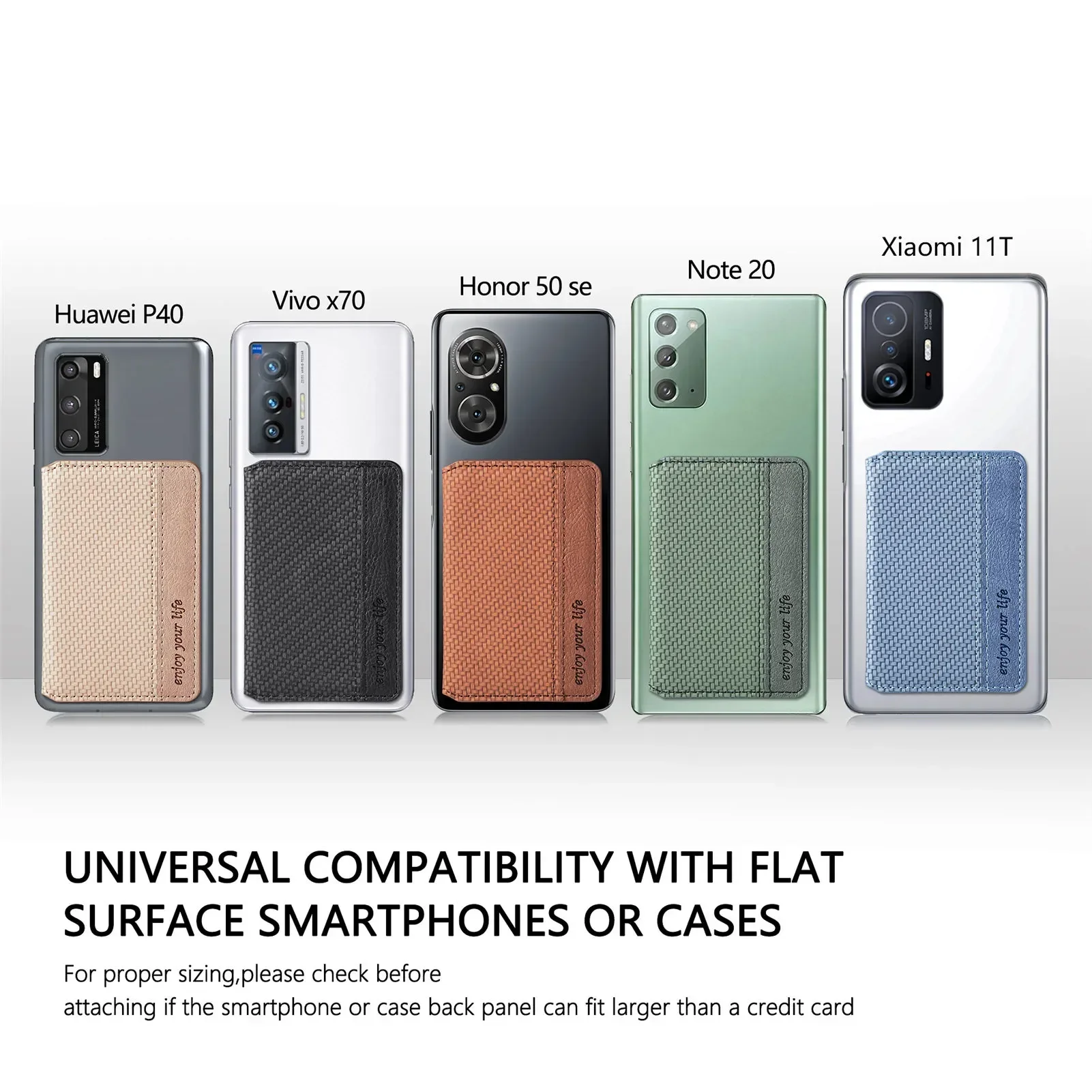1PC PU Leather Cell Phone Card Holder Phone Multiple Cards Slot Adhesive Sticker Pocket Wallet Case Phone Stand Suporter thumbnail 3