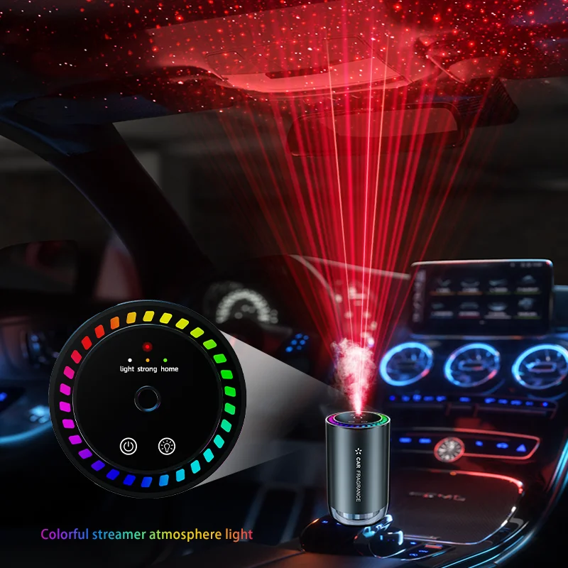 Car Aromatherapy Perfume with Automatic Spray Aluminum Alloy Metal Odor Remover with Colorful Star Ceiling Atmosphere Light thumbnail 2