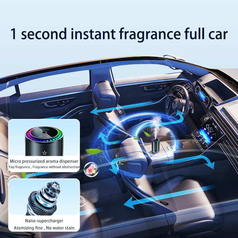 Car Aromatherapy Perfume with Automatic Spray Aluminum Alloy Metal Odor Remover with Colorful Star Ceiling Atmosphere Light thumbnail 4
