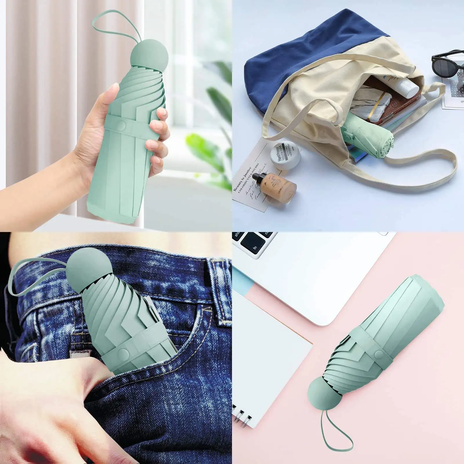 Mini Foldable umbrella UV protection Mini Sun Umbrella dual use portable box to store sunshade umbrella Mini umbrella zwq thumbnail 6
