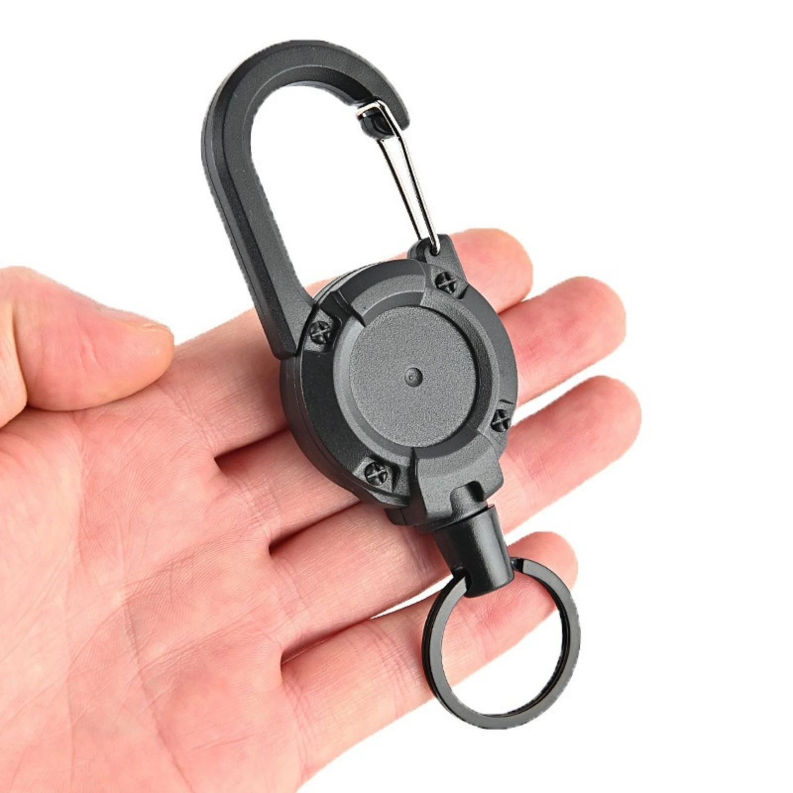 1PC Heavy Duty Retractable Key Chain Steel Wire Rope Carabiner Buckle Key Holder Outdoor Keychain Multiple Tool thumbnail 5