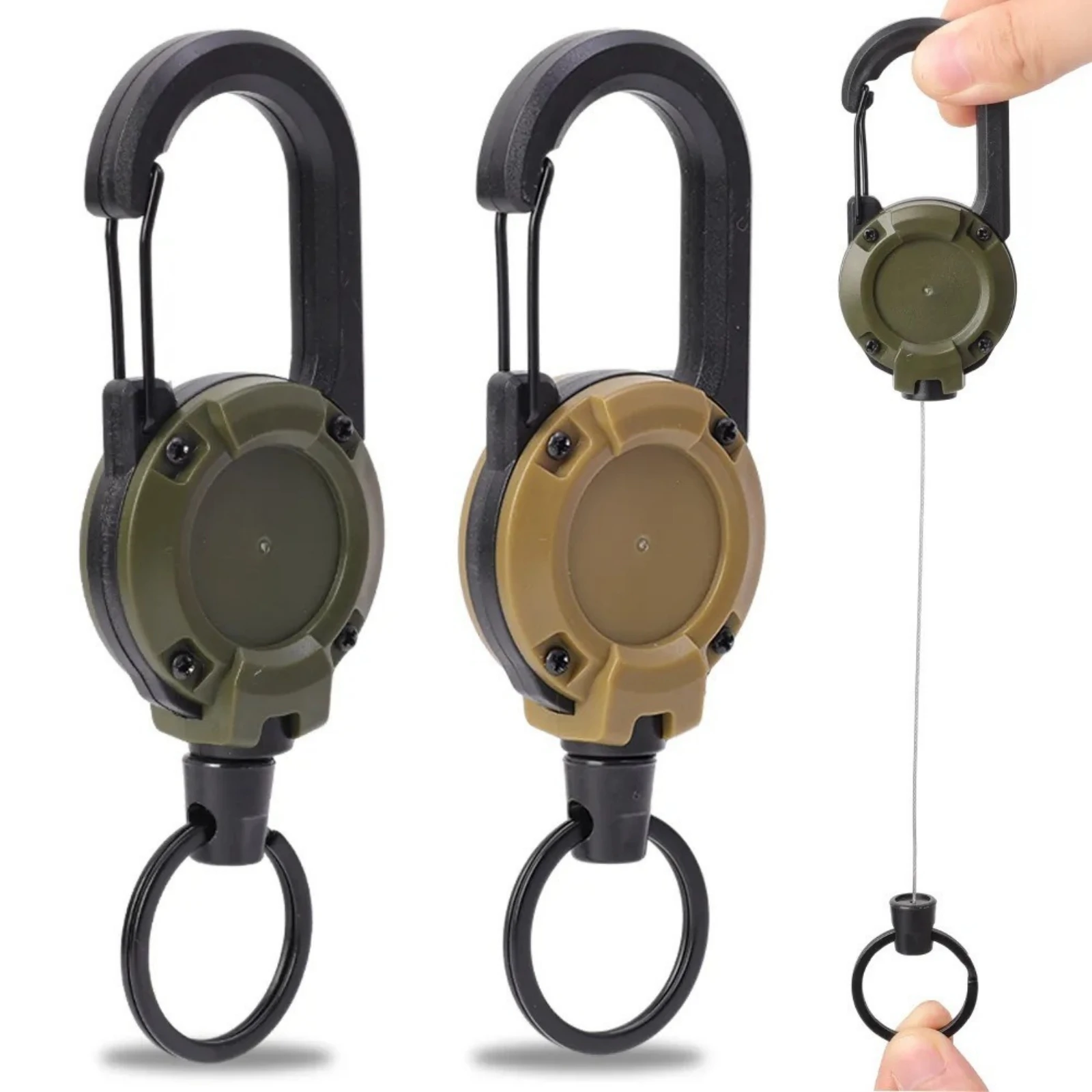 1PC Heavy Duty Retractable Key Chain Steel Wire Rope Carabiner Buckle Key Holder Outdoor Keychain Multiple Tool thumbnail 3