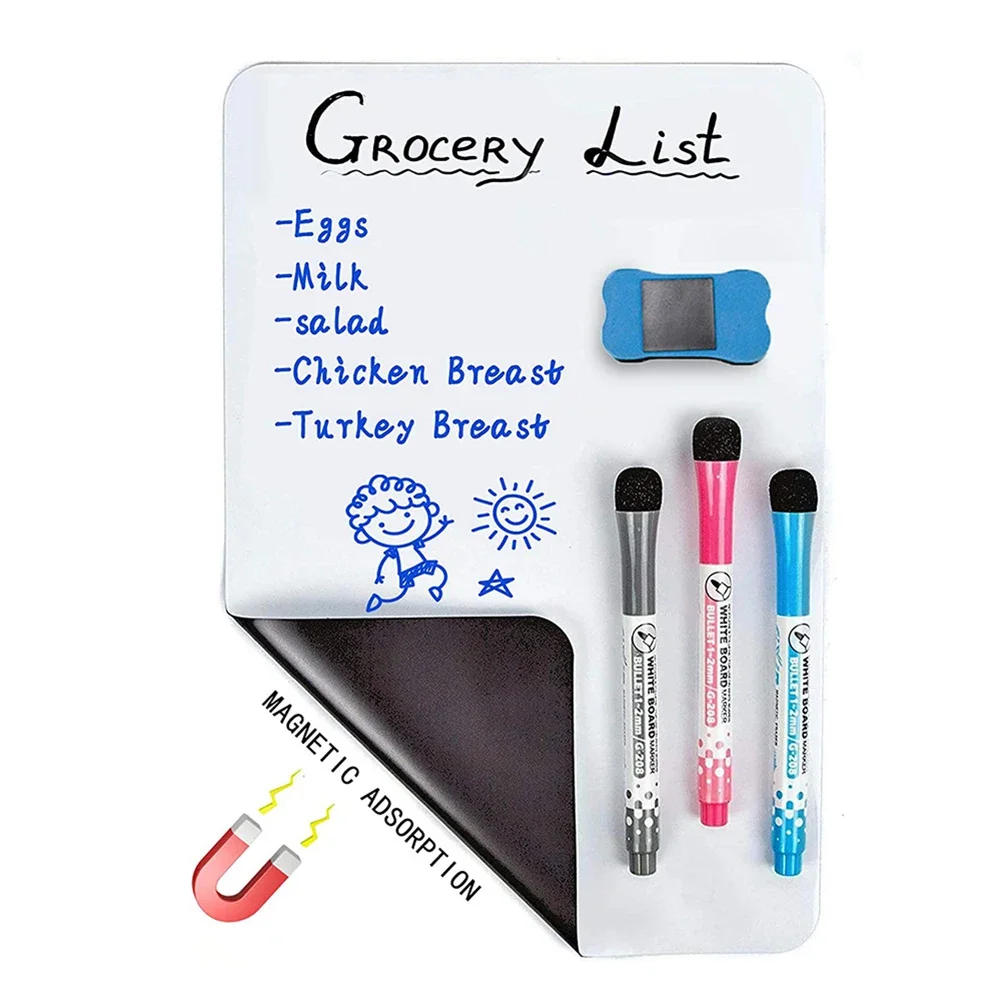 A4/A3 Magnetic Whiteboard Dry Erase White Board Markers Office Home Erasable Flexible Refrigerator Magnet Memo Message Board thumbnail 4