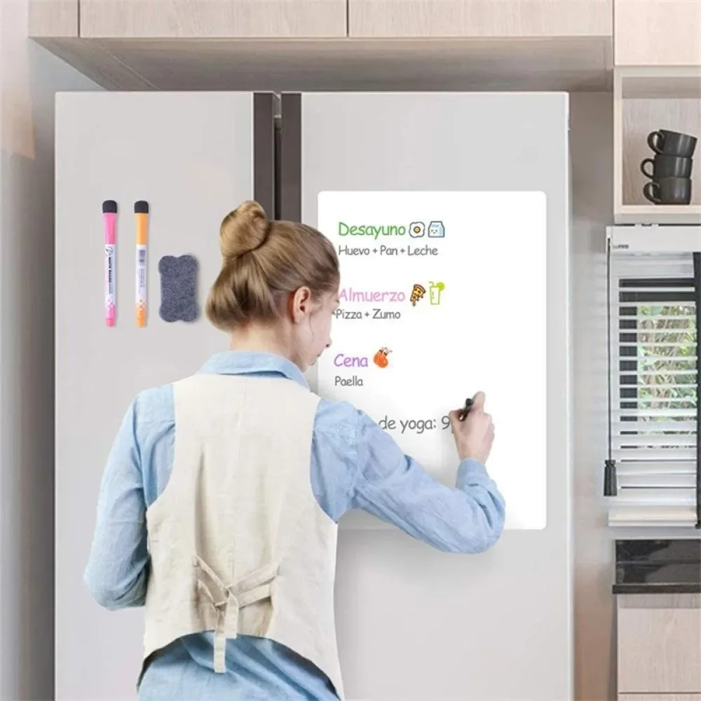 A4/A3 Magnetic Whiteboard Dry Erase White Board Markers Office Home Erasable Flexible Refrigerator Magnet Memo Message Board thumbnail 2