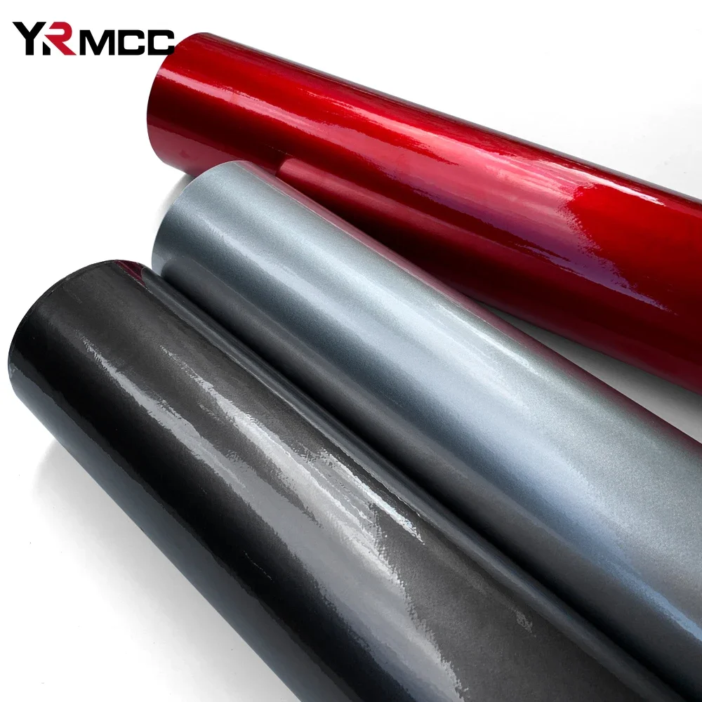Car Stickers DIY Self Adhesive Glossy Films Gray Silver Red Wrap Vinyl Film Waterproof Anti Scratch Sticker for Car Accessories thumbnail 6