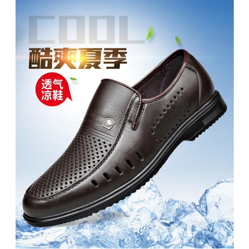 2024 Men Summer Loafers Genuine Leather Soft Man Casual Slip-on Cutout Footwear Tenis Masculino Shoes for Men Non-slip Sandalias thumbnail 6