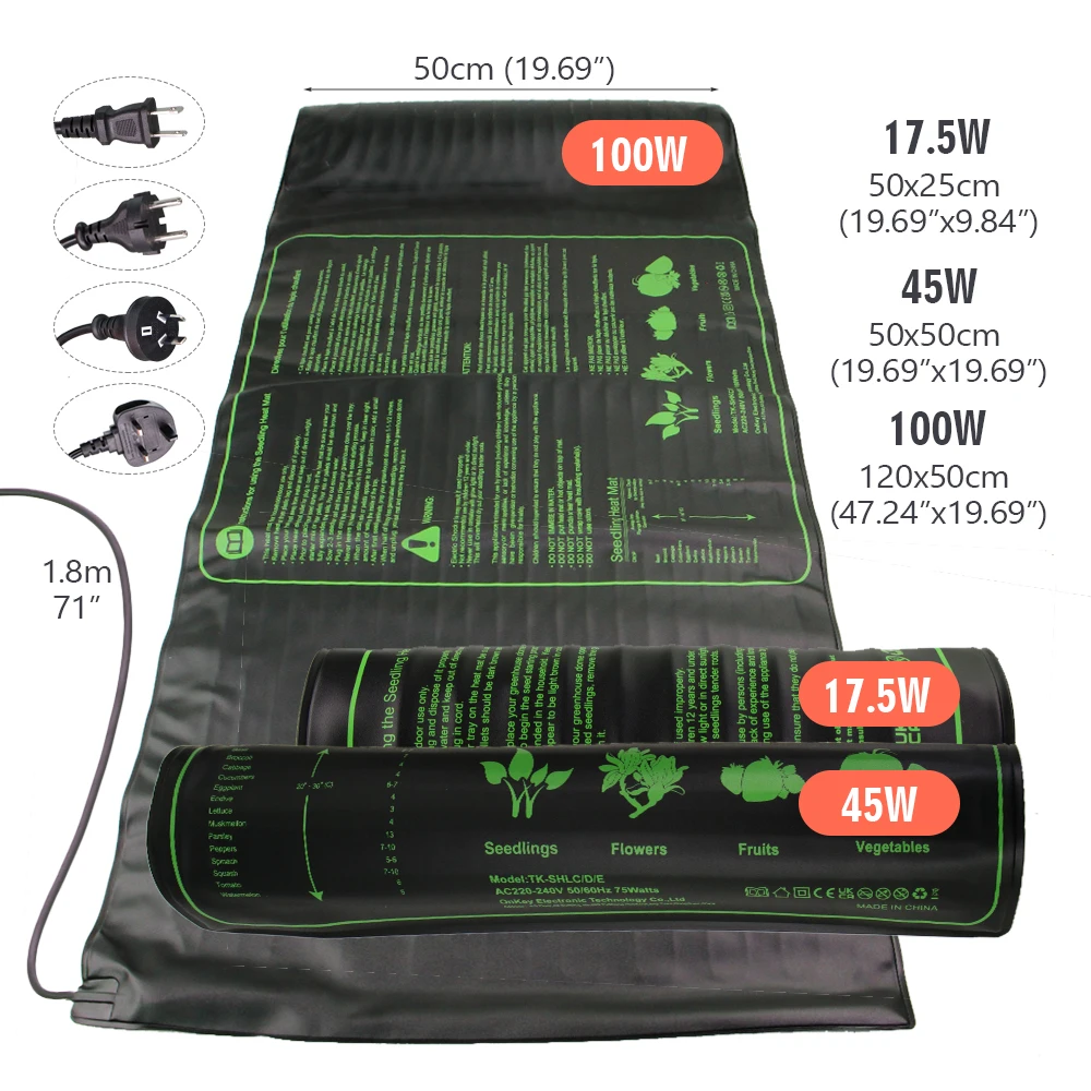 17.5W 45W 100W Seedling Heat Mat Indoor Plants Germination Waterproof Heating Pad Propagation Clone Starter Mat EU/US/AU/UK Plug thumbnail 2