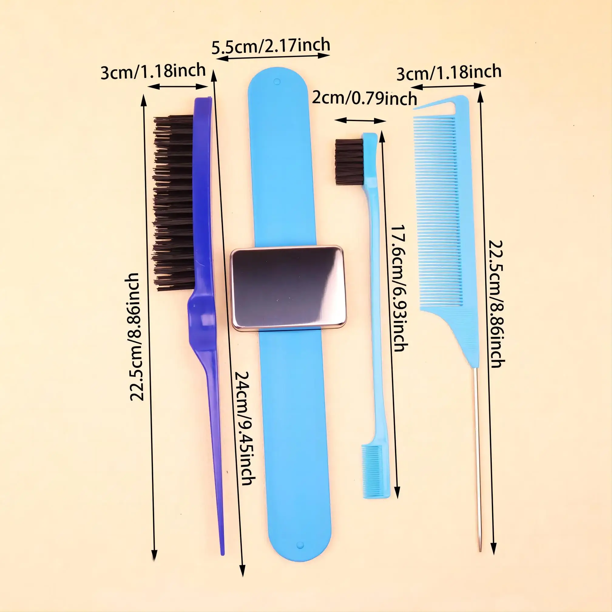 4pcshair brush, magnetic wristband, edge controlled tear comb, hair clip, silicone wrist strap，Special for real hair wigs thumbnail 6