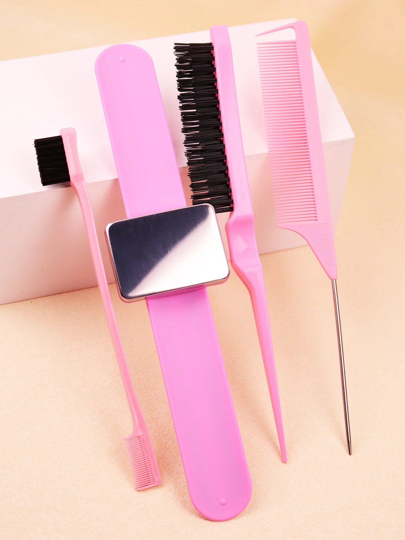 4pcshair brush, magnetic wristband, edge controlled tear comb, hair clip, silicone wrist strap，Special for real hair wigs thumbnail 2