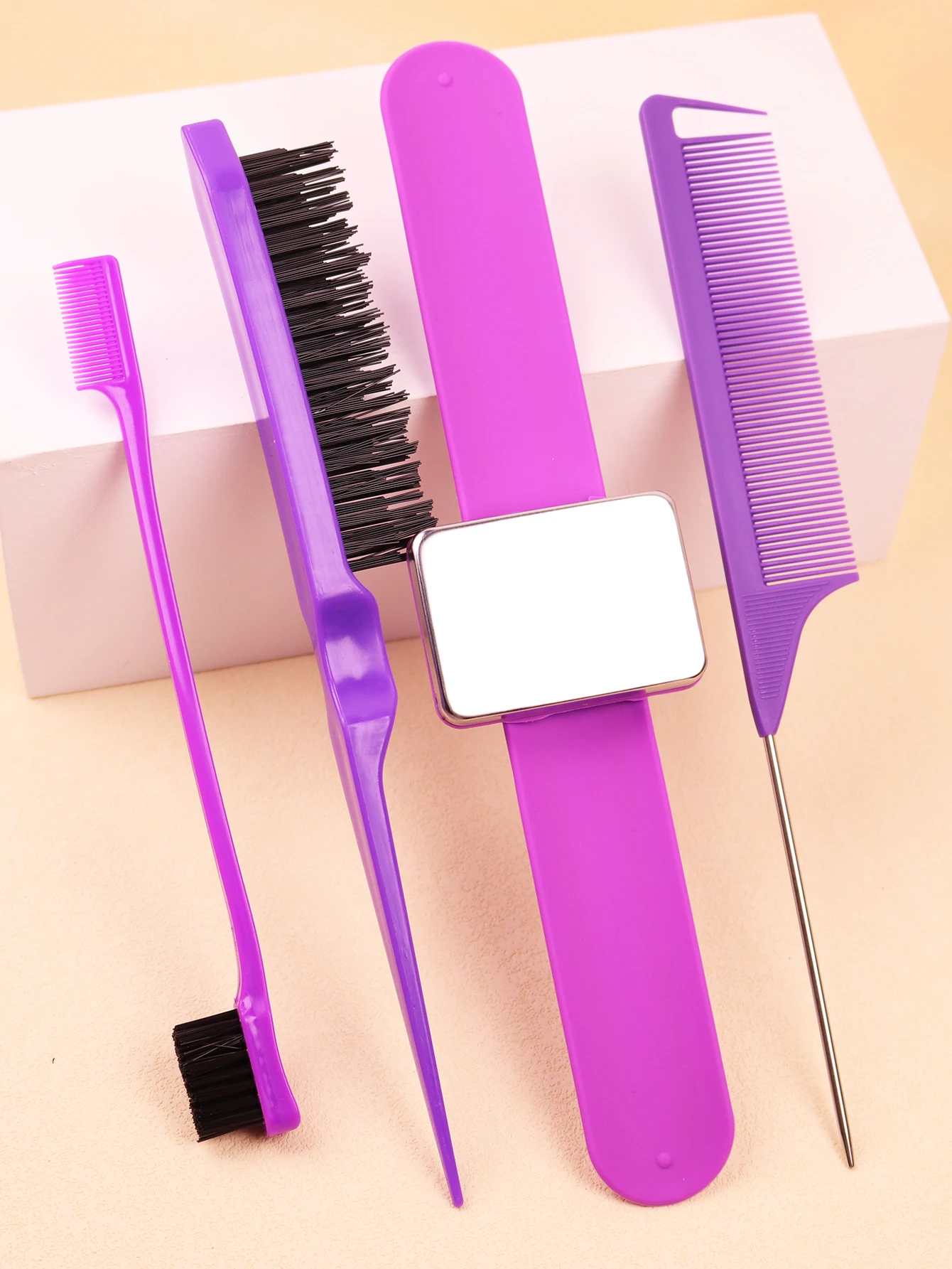 4pcshair brush, magnetic wristband, edge controlled tear comb, hair clip, silicone wrist strap，Special for real hair wigs thumbnail 3