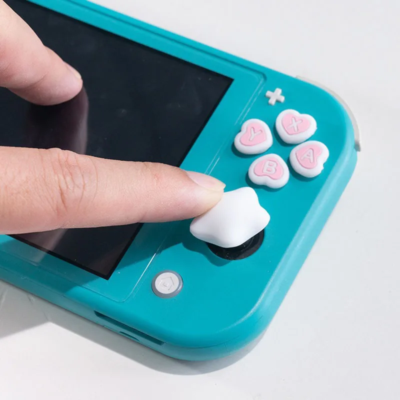 Pink Purple Love Silicone Soft D-pad Cross Button ABXY Key Sticker Skin Case For Switch Lite Console Thumb Stick Grip Cap Cover thumbnail 5