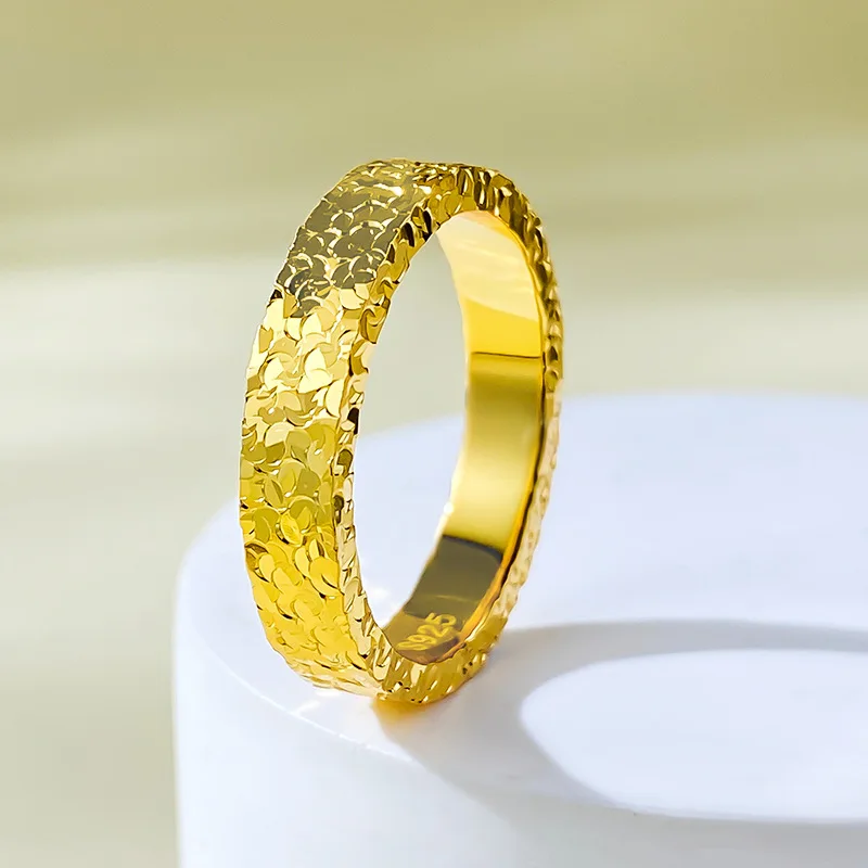 Stainless Steel 4mm Broken Ice Rings Women Size 5/6/7/8/9/10# Gold Color Bling Finger Ring Wedding Band Jewelry Girlfriend Gifts thumbnail 4