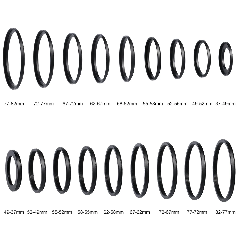 K&F CONCEPT 18 in 1 Filter Adapter Ring Set Camera Lens Step Up/Down Adapter Ring for Canon Nikon Sony DSLR Lens 37-82mm 82-37mm thumbnail 5