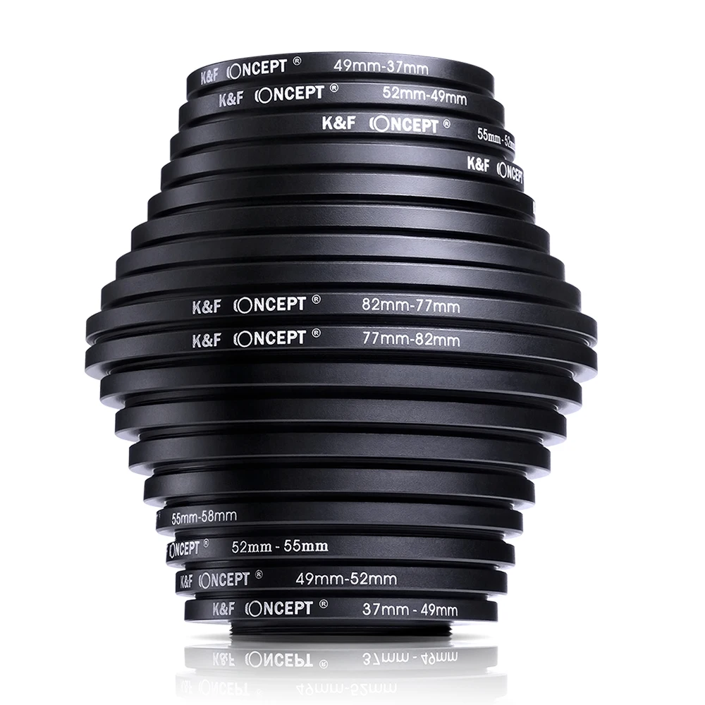 K&F CONCEPT 18 in 1 Filter Adapter Ring Set Camera Lens Step Up/Down Adapter Ring for Canon Nikon Sony DSLR Lens 37-82mm 82-37mm thumbnail 2
