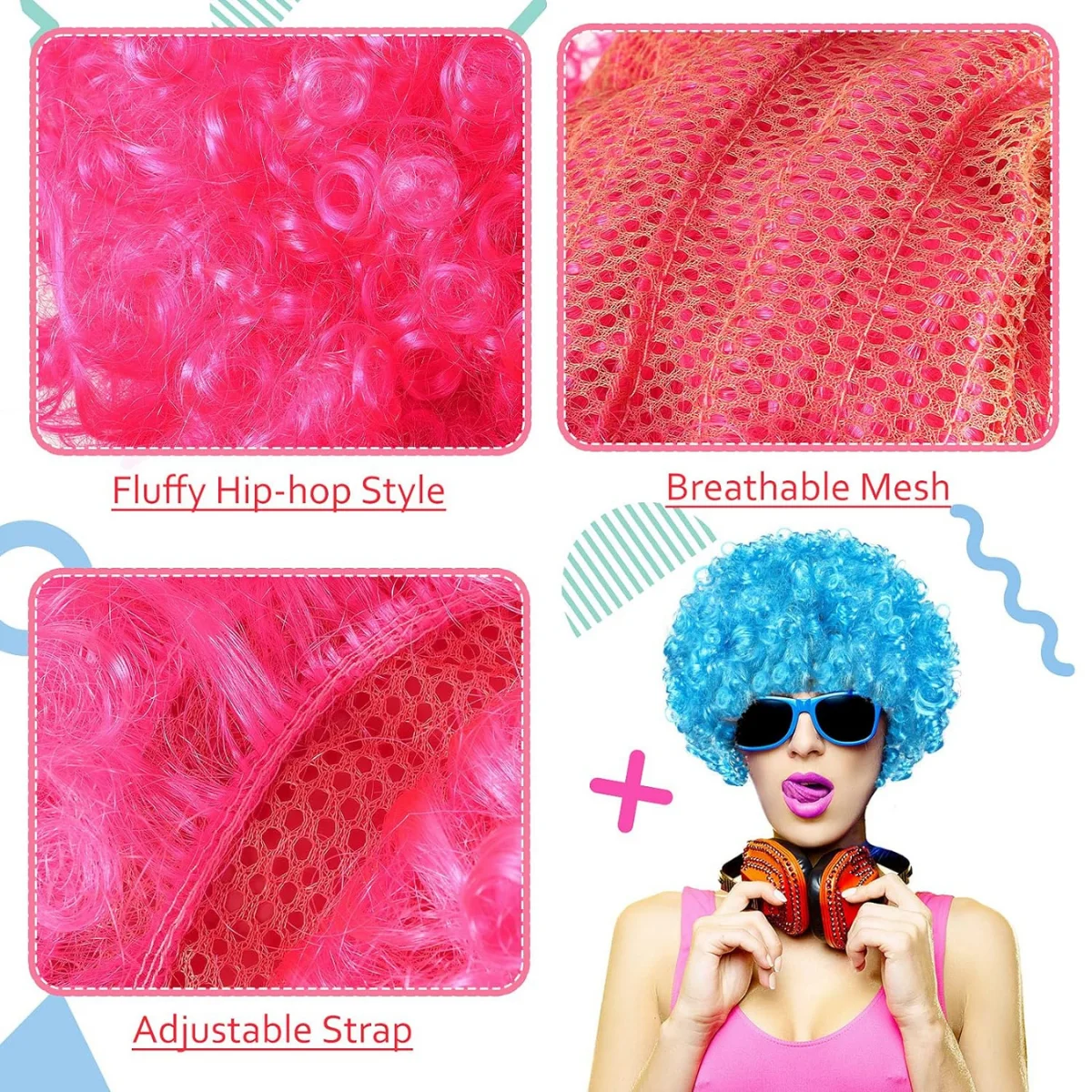 Clown Wig Afro Puff Wigs 80s Cosplay Anime Party Christmas Halloween Fancy Funny Wigs thumbnail 3