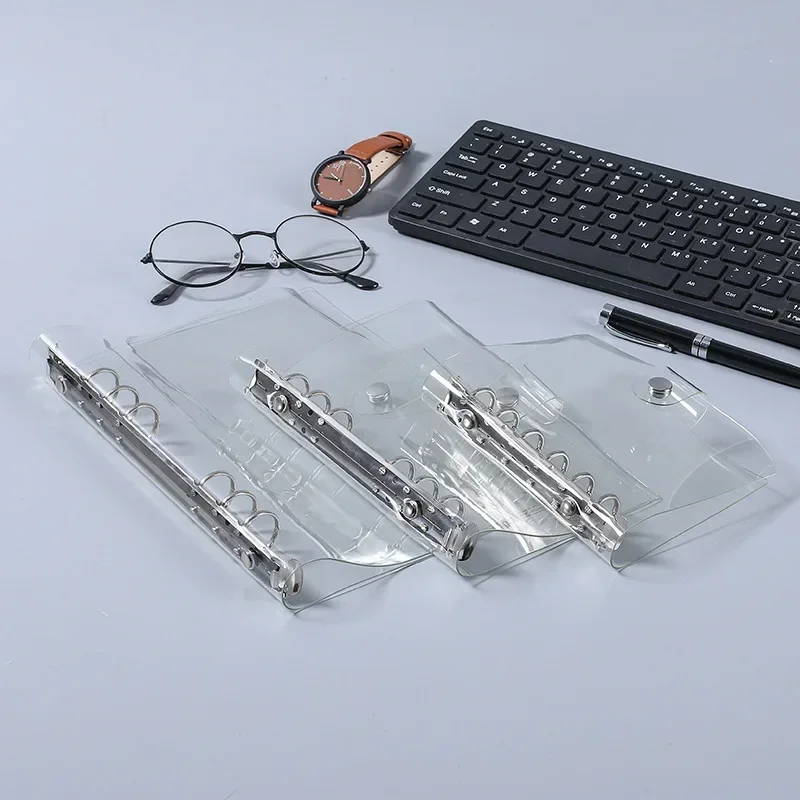 A7 A6 A5 Loose Leaf Binders Transparent Soft PVC 6 Hole Notebook Cover DIY Document Bag Clear Snap Button Close Case thumbnail 3