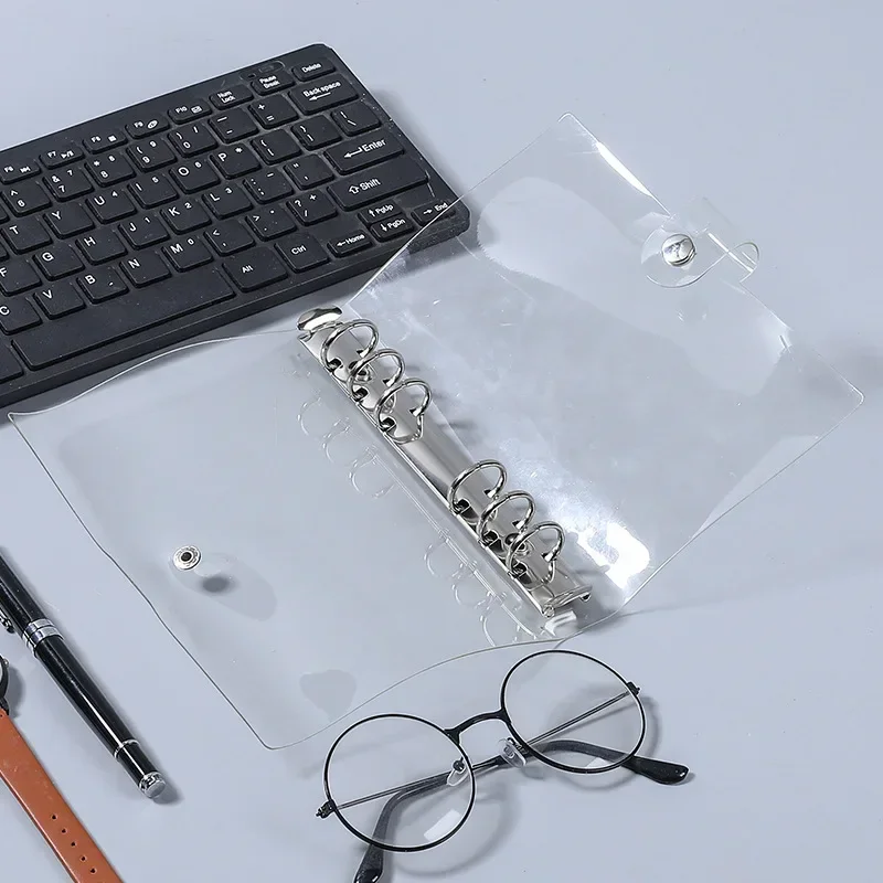 A7 A6 A5 Loose Leaf Binders Transparent Soft PVC 6 Hole Notebook Cover DIY Document Bag Clear Snap Button Close Case thumbnail 4