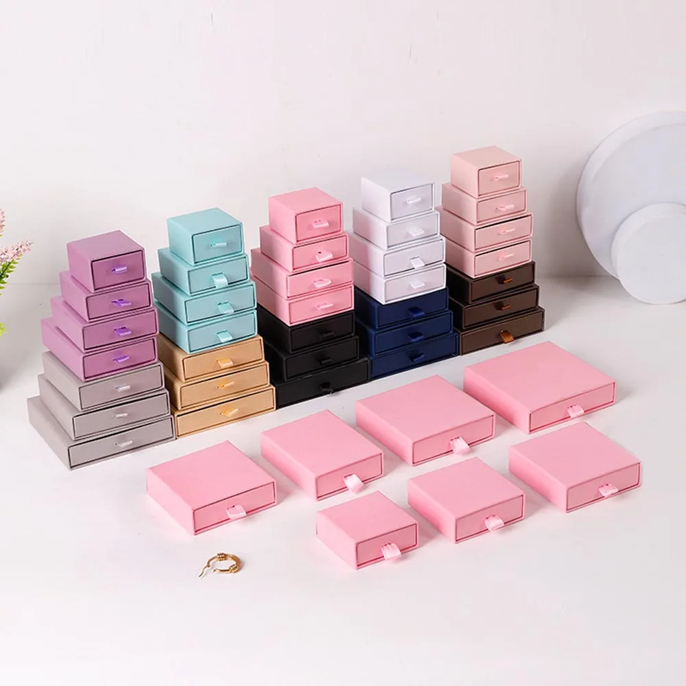 10pcs Paper Jewelry Gift Box For Ring Earrings Pendant Necklace Bracelet Stud Organizer Wedding Favors Jewellery Packaging Sack thumbnail 2