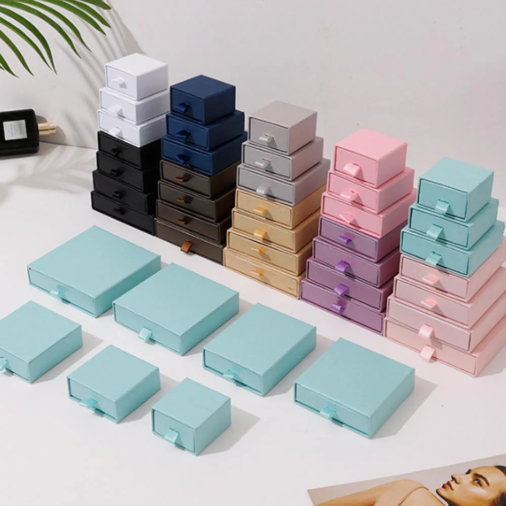 10pcs Paper Jewelry Gift Box For Ring Earrings Pendant Necklace Bracelet Stud Organizer Wedding Favors Jewellery Packaging Sack thumbnail 3