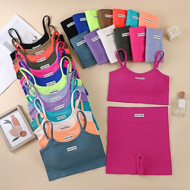 Women Seamless Yoga Sets Summer Fitness Workout Suits Sport Bra High Waist Leggings Sexy Outfits 2024 Female Casual Sportswear thumbnail 2