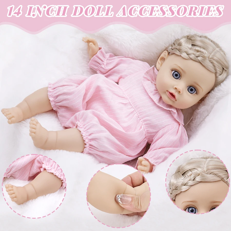 Various colors of clothing, girls' dolls 14 inches 35CM simulation reincarnation dolls, toy dolls changing outfits, party soothi thumbnail 5