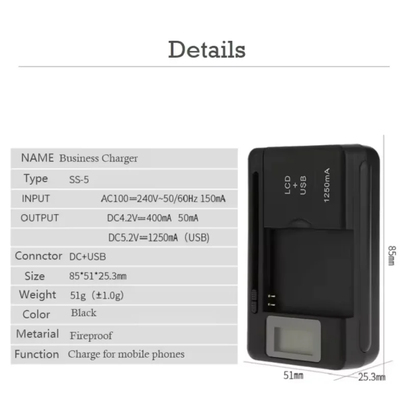 New Car Universal Mobile Battery Charger EU US Plug in LCD Indicator Screen USB Port for Mobile Phone Battery Charger thumbnail 6