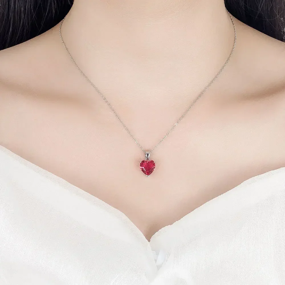 Fine 925 Sterling Silver Color Jewelry Gift Sets for Women Female Romantic Heart Zircon Huggie Earrings Pendant Necklace Ring thumbnail 6