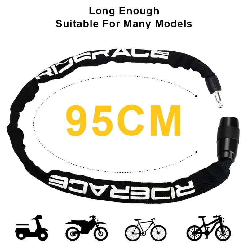 95cm Motorcycle Chain Lock Portable Anti-theft High Security MTB Mountain Bike Lock With 2 Keys For Scooter Electric E-Bike thumbnail 2