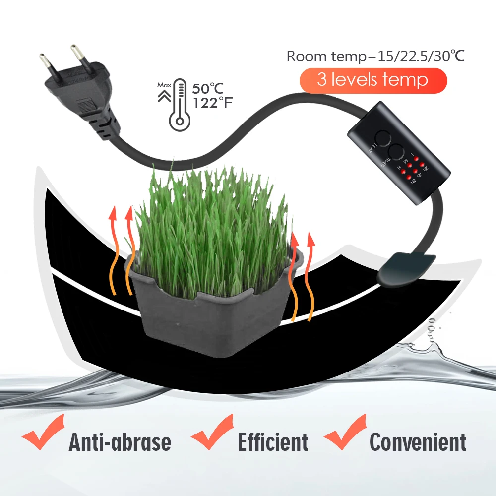 5-45W Waterproof Reptile Heater Mat with Temperature Control Adjustable Controller Indoor Garden Seedling Warm Plant Heating Pad thumbnail 5