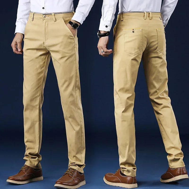 Classic Style Men Spring Summer Thin Casual Pants Fashion Business Cotton Solid Color Office Trousers High Quality Men Trousers thumbnail 4
