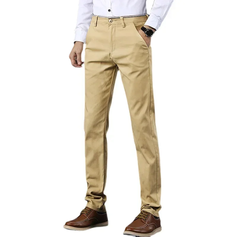 Classic Style Men Spring Summer Thin Casual Pants Fashion Business Cotton Solid Color Office Trousers High Quality Men Trousers thumbnail 3