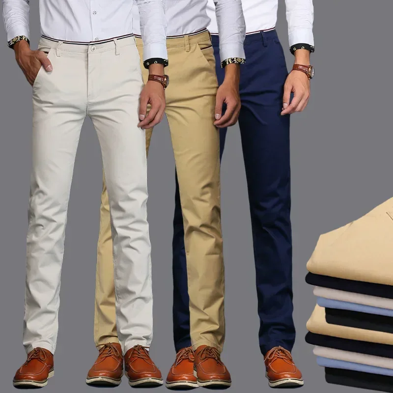 Classic Style Men Spring Summer Thin Casual Pants Fashion Business Cotton Solid Color Office Trousers High Quality Men Trousers thumbnail 5