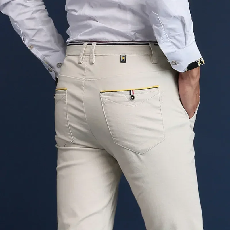 Classic Style Men Spring Summer Thin Casual Pants Fashion Business Cotton Solid Color Office Trousers High Quality Men Trousers thumbnail 2